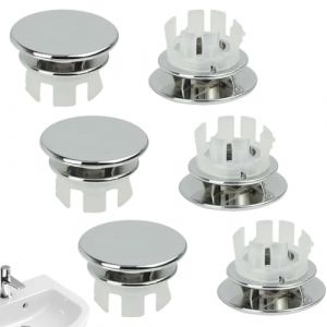 WeddHuis 6 pièces Couvercle de Trop-Plein pour Lavabo, Bouchon Trop Plein Lavabo, Cache Trou Évier, Trop Plein Évier, Bouchon Lavabo Salle de Bain, Pour Lavabo, Cuisine (UAB LIDMIBI LT, neuf)
