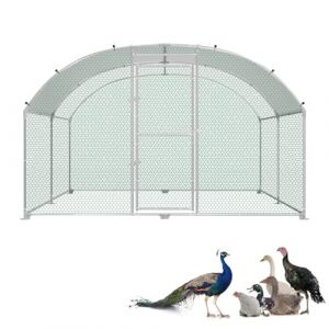 LZQ Cage pour poules &agrave; roue libre 3 x 4 m en m&eacute;tal galvanis&eacute; pour animaux domestiques, poulailler, poulailler, poulailler, poulailler, avec protection solaire, toit et porte, pour poules, lapins (Anning Home, neuf)