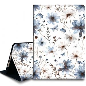 Bxgolkgd Étui pour tablette Kindle Paperwhite 2024 (12{^>e<^} génération) et Kindle Colorsoft Signature Edition 7", fonction veille/réveil automatique, motif floral bleu blanc (BXGOLKGD, neuf)