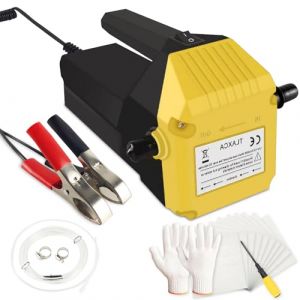 VKE Pompe Vidange Huile Moteur 12V 80W, Pompe Essence avec Poign&eacute;e Anti-Br&ucirc;lure, Pompe Electrique Vidange Huile Moteur, Pompe &agrave; Huile pour Moto, Voiture, Bateau (Jaune) (ND_EU_SHOP, neuf)