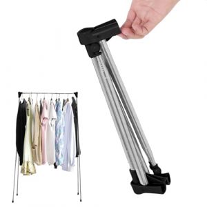 PRITOK Portant &agrave; v&ecirc;tements pliable portable : porte-v&ecirc;tements de voyage r&eacute;glable en acier inoxydable, 32-73 cm s&eacute;choir &agrave; linge t&eacute;lescopique pour les voyages, le camping, la randonn&eacute;e, le linge &agrave; la (ANDRECHR, neuf)