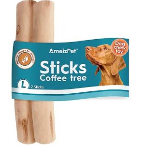 AmeizPet Bois De Cafeier Chien Jouet Indestructible, Os Chien à Macher, Stick a Macher pour Chiens, Naturel Durable Os en Bois Taille L Pack De 2 Bâtons (Ventus artis, neuf)