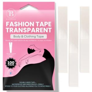 Bloomora Fashion Tape - Adh&eacute;sif Double Face Peau & V&ecirc;tement &ndash; 100 Bandes Transparentes (7,6 x 1,3 cm) &ndash; Scotch V&ecirc;tement Peau Imperm&eacute;able &ndash; Body Tape, Scotch Tissu, Ruban pour Robes - &Eacute;dition Pink Mist (KLIM Technologies France, neuf)