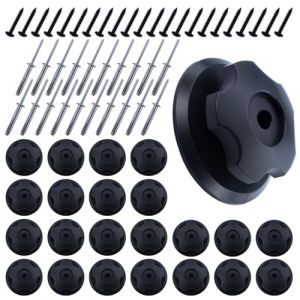 Lot de 22 boutons ronds noirs avec rivets M5, crochets de bâche, crochets de bâche, fixation de bâches, kit de crochets pour filet de remorque, parfait pour fixer des filets de remorque et des bâches (JRSHIRLEY LTD, neuf)