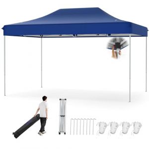 RELAX4LIFE Tonnelle Pliante 3x4,5 Imperméable, Tonnelle de Jardin Extérieur Pop-Up Facile à Monter, Hauteur Réglable, Protection UV, Barnum Tente de Réception, Sac à roulettes (Bleu Foncé) (RELAX4LIFE, neuf)