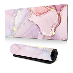 GUSXPPD Sous-Main Bureau, 80 x 30cm Tapis de souris Marbre Design Antid&eacute;rapant Sous-main Protection de Bureau pour Maison/Gaming (Rose, 80x30cm) (Lokfoo Direct, neuf)