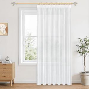 CUTEWIND Rideaux Blanc 200x250cm (LxH), Rideau Transparent Grande Largeur Boh&egrave;me avec Galon Fronceur pour Salon Moderne, Rideau Voilage Blanc pour Chambre ou Cuisine, 1 Pi&egrave;ce (CUTEWIND HOME, neuf)