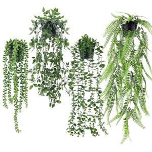 Der Rose Lot de 4 fausses plantes artificielles &agrave; suspendre en pot - Plantes d'int&eacute;rieur pour chambre, maison, &eacute;tag&egrave;re, d&eacute;coration ext&eacute;rieure (Better Star Home, neuf)