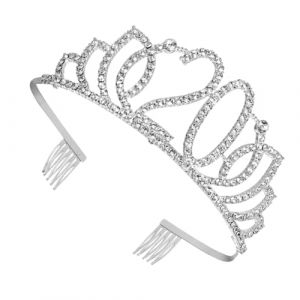 GOOHOCHY Couronne Num&eacute;rot&eacute;e Argent&eacute;e 20 Ans Accessoire de Coiffure D&eacute;licat Strass D&eacute;coration G&acirc;teau D&rsquo;Anniversaire Femme et Fille Couronne &Eacute;l&eacute;gante pour F&ecirc;te D&rsquo;Anniversaire (ZXia, neuf)