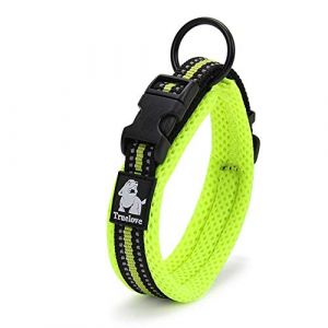 TRUE LOVE Collier de Chien R&eacute;fl&eacute;chissant R&eacute;glable Nylon Solide Confort rembourr&eacute; Colliers Pet Classic TLC5011(Jaune Fluo,XL) (Truelove Pet Garment and Shoes Co.Ltd., neuf)