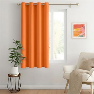 MIULEE Rideaux Occultant Orange 140x145cm 1 Pièce à Oeillets-Rideaux Opaque Doux et Esthétiques Rideau Thermique Isolant Anti Froid Chaleur (MIULEE HOME, neuf)