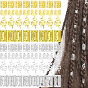Lot de 80 Pi&egrave;ces Bijoux Cheveux Tresse, Accessoire Cheveux,Bijoux de Cheveux Dor&eacute;s Pour Tresses,Dreadlocks R&eacute;glables,en M&eacute;tal, Bijoux Cheveux Dor&eacute; Pour Femmes Hommes (CCtunCanton O&Uuml;, neuf)