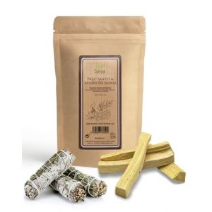 SALVIA | Paquet De Sauge Blanche 2 Uni et Palo Santo 4 Uni | Herbe sacr&eacute;e pour la Purification | Plante herbac&eacute;e Pure &agrave; Fort Effet br&ucirc;lant | Purification spirituelle et &eacute;nerg&eacute;tique | pour Rituels (FRISAFRAN, neuf)