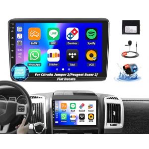 2+64G Android 13 Autoradio pour Citroën Jumper 2/Peugeot Boxer 2/Fiat Ducato avec CarPlay Android Auto sans Fil, 9“ Écran Tactile avec GPS WiFi Lien Miroir Bluetooth FM/RDS EQ SWC + Caméra de recul (Liuhuzhekeji, neuf)