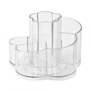 LOLIPPYY Organisateur de Maquillage Rotatif Transparent en Plastique Porte-Pinceaux Compartiment&eacute; Rangement Compact pour Pinceaux Rouges &agrave; L&egrave;vres et Accessoires pour Bureau et Salle de (altituyse, neuf)