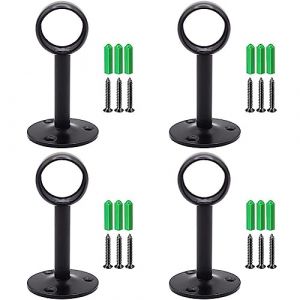 4 Pi&egrave;ces Support de Tringle a Rideau, Support Barre Penderie, Bracket pour Tringle &agrave; Rideau, avec 12 Vis et 12 Tubes d'expansion, pour Suspendre des Poteaux de 25 mm, Noir (Bear Lugar, neuf)