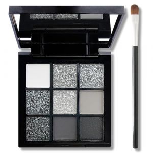 Palette de fards à paupières smokey de 9 couleurs, très pigmentées, noir, gris foncé, blanc, avec miroir, mat Shimmer doux et lisse, pour Halloween (02 Smoky) (EONFAVE BEAU, neuf)
