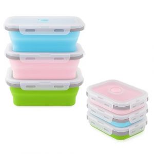 Kievano Contenants pliables en silicone &ndash; 3 pi&egrave;ces, 500 ml, bo&icirc;te &agrave; lunch, pliable, Bento pour micro-ondes, lave-vaisselle, cong&eacute;lateur, bo&icirc;te &agrave; d&eacute;jeuner en silicone r&eacute;utilisable sans BPA (500) (XENAKIS MICHALIS SINGLE MEMBER P.C., neuf)