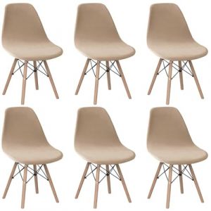 Housse de Chaise Scandinave en Velours Lot de 2 Housses de Chaise de Salle &agrave; Manger Extensibles Couverture Protection Chaises Scandinaves Lavable pour Cuisine Maison H&ocirc;tel Rose(Beige-gris,Lot de 6) (taiyuansuandashangmaoyouxiangongsi, neuf)