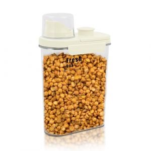 Bo&icirc;te Rangement Cuisine, Bo&icirc;te Herm&eacute;tique Alimentaires en Plastique avec Couvercle, Provision Conservation Placard Organisation Bocaux pour C&eacute;r&eacute;ales P&acirc;tes Farine (1 Pi&egrave;ce x 2.8L - Blanc Cr&egrave;me) (ruigengdianz, neuf)