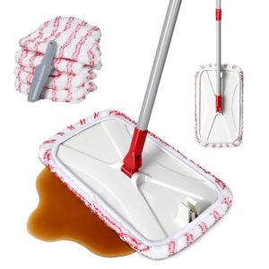 Zvonema Balai Serpill&egrave;re, Grande Balai Plat de 41 x 23.5 CM avec 5 Tampons en Microfibres & Lavables, Mop Rotatif &agrave; 360&deg;, Nettoyage de Sol pour Maison, Stratifi&eacute;, Carrelage, Bois Dur, C&eacute;ramique (Zvonema, neuf)