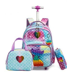 Pop Fidget Bag Toy Sac a Roulette Fille,16inch Cartable Fille Primaire Roulette Pop Licorne Push Bubble Sensory Squeeze Squeeze Sac à Roulette,Convient aux Enfants du Primaire et de la Maternelle. (Lldaily EUR, neuf)