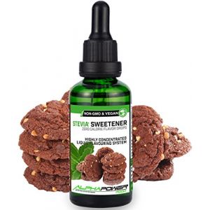 ALPHAPOWER FOOD St&eacute;via Gouttes de go&ucirc;t biscuit au chocolat et au beurre d'arachide - ar&ocirc;me alimentaire naturel I &Eacute;dulcorant Liquide - tr&egrave;s concentr&eacute; 1 x 50 ml (ALPHAPOWER FOOD, neuf)