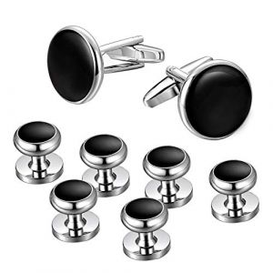 Diamday Boutons de Manchette Homme Acier Inoxydable Noir Rond R&eacute;tro Smoking Classique Chemise Costume V&ecirc;tements Accessoires Mariage Entreprise Dipl&ocirc;me Cadeau (Diamday, neuf)