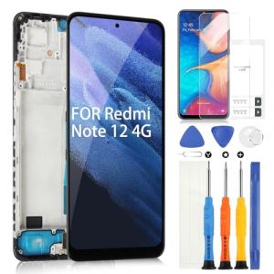ARSSLY &Eacute;cran LCD pour Xiaomi Redmi Note 12 4G, pour Redmi Note 12 23021RAAEG 23021RAA2Y 23027RAD4I 23028RA60L &Eacute;cran LCD de Remplacement avec kit de r&eacute;paration (Noir avec Cadre) (Little Wasp, neuf)