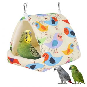 Lit pour oiseau pour cage - Hamac d'hiver chaud avec crochet de suspension - Accessoires de cage pour petits oiseaux, perruches, calopsittes, calopsittes, conures, hamster (beige, S) (Fnaobai, neuf)