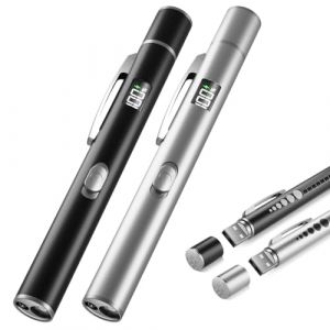 BlueYu Stylo Lampe M&eacute;dical avec Jauge de Pupille & Affichage Num&eacute;rique, Lot de 2 Rechargeable USB, Lampe Stylo Double Mode Lumi&egrave;re Chaude/Blanche pour Infirmi&egrave;res M&eacute;decins (BlueYu Store, neuf)
