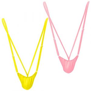 VemeFufu Homme Sexy String Tanga Masculine Slips Thong Maillot de Bain Tenue Lingerie Cadeau Secret Anniversaire Noël G-String sous-Vêtements pour Hommes Jaune Rose (VemeFufu FR, neuf)
