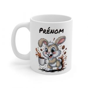 Teecustom Mug Hérisson Personnalisé – Tasse Café Mignonne et Énergique avec Prénom – Cadeau Original (Lapin) (TeeCustom, neuf)