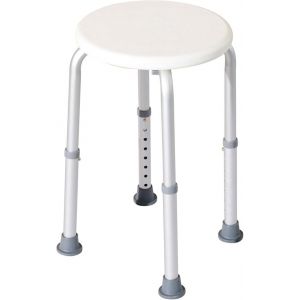 mediPO - Tabouret de Douche R&eacute;glable en Hauteur, Si&egrave;ge Rond, 35,5-54 cm, Blanc, Capacit&eacute; 120 kg (MEDICAL66, neuf)