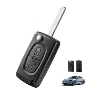 Coque Cl&eacute; CE0536 2 Boutons Compatible avec Peugeot 207 307 308 407 408 3008 5008 et Citro&euml;n C2 C3 C4 C5 C6 C8, Bo&icirc;tier T&eacute;l&eacute;commande Pliable de Remplacement pour Cl&eacute; Plip Pliante Us&eacute;e ou Endommag&eacute;s (XiaoYuQing, neuf)