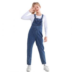Rolanko Salopette en Jean pour Fille, Combinaison Salopette en Jean avec Sangle R&eacute;glable pour Enfants, Blue Pocket, Taille: 150 (rolanko, neuf)