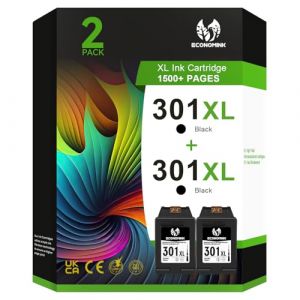 301XL Cartouches d'encre Noir, 301 XL Noir Remanufacturées pour Cartouche HP 301, pour DeskJet 1510 2547 2540 1050a 3050 2050 2549 2050a 3050a 1050 Envy 5530 4507 4504 Imprimante (2-Pack) (Print--Expert, neuf)