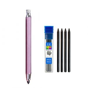 Crayon à dessin en métal de 5,6 mm avec 4 mines 2B 4B 6B 8B - Porte-mine professionnel - Pour esquisse - Peut être rempli (rose) (JOMPENS, neuf)