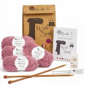 Needle It&reg; Kit Tricot &Eacute;charpe D&eacute;butant Complet (Vieux rose) - Aiguilles et Laine Incluses - DIY &Eacute;charpe &agrave; Tricoter soi m&ecirc;me - Id&eacute;e Cadeau Originale - Made in France (BR'Trade, neuf)