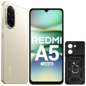 XIAOMI Redmi A5 - Smartphone 6.88" FHD+ 120Hz, 128 Go + 4 Go RAM, Appareil Photo IA 32MP, Batterie 5200 mAh, Double SIM - Or (avec Coque de Protection Noir Incluse) (ElectroSmartEU, neuf)