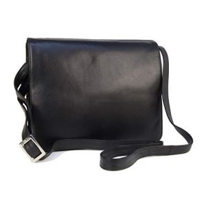 VISCONTI - Sac Bandouli&egrave;re Femme Cuir - Sac &agrave; Main Moyen Avec Rabat - Sac de Travail Avec Bandouli&egrave;re R&eacute;glable - 754 TESS - Noir (The Real Handbag Shop, neuf)