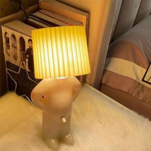 Cymwer Lampe créative Un petit homme timide, Une lampe créative du petit homme timide, Lampe de chevet LED amusante Lampe de chambre avec abat-jour (Beautyfulhorese, neuf)
