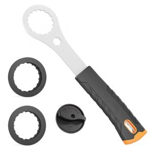 QingWing Cle Boitier Pedalier, Clef Pedalier Velo Comprend Deux Adaptateurs Un Cache Manivelle, Cl&eacute; Centerlock Poign&eacute;e en Acier Inoxydable avec Poign&eacute;e Antid&eacute;rapante, R&eacute;paration et Entretien de V&eacute;Los (JINGYOUKEJI, neuf)