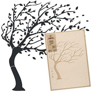 NAKLEO Pochoir pour Peinture Murale Grand Format 136x144cm, Mod&egrave;le en Plastique et R&eacute;utilisable, Arbre Sway Bend Vent, DIY Bricolage Artisanat D&eacute;coration a Peindre, Bois Tissu Mueble (Nakleo / Stencils / Stickers / Art&Wall Decor, neuf)
