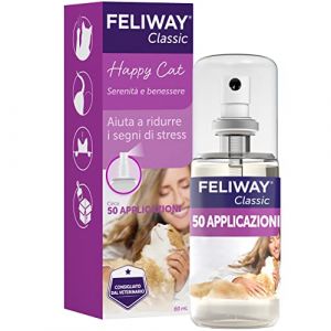 FELIWAY Classic Spray apaisant pour chats 60 ml - Rassure les chats &agrave; la maison et en voyage, r&eacute;duit le stress lors des d&eacute;placements. Recommand&eacute; par les v&eacute;t&eacute;rinaires, test&eacute; cliniquement. (farmavit, neuf)