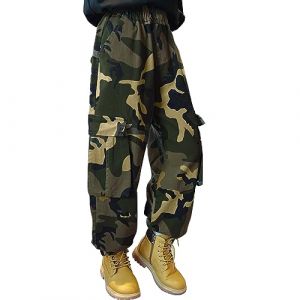 Pantalon Cargo pour Garçon,Style décontracté, Taille élastique, Enfant Jogging Uniforme Scolaire Pantalon de Sport(11270Camouflage,10-12ans) (aiqingniuroumian, neuf)