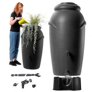 KADAX R&eacute;cup&eacute;rateur d'eau de pluie en plastique de 210 litres avec support, robinet et bac &agrave; plantes, r&eacute;servoir de pluie d&eacute;coratif, tonneau de pluie r&eacute;sistant au gel (KADAX, neuf)