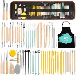 AMCHLEL 62 Pcs Outils de Sculpture,Outil Modelage Outil de Poterie Sculpture,Kit d'outils poterie avec Sac de Rangement pour C&eacute;ramique,pour Sculpture,Artiste DIY,pour D&eacute;butants ou Professionnels (FERRI MONICA, neuf)