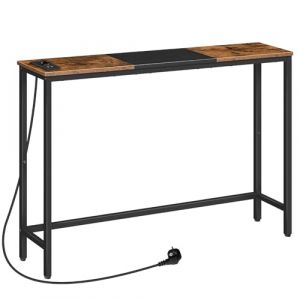 HOOBRO Table Console, Console Meuble &eacute;troite, Table &eacute;lanc&eacute;e derri&egrave;re Le canap&eacute;, Table d&rsquo;Entr&eacute;e avec Prise et Ports USB, Salon, Hall, Couloir, Bureau, Marron Rustique et Noir EBF114CXG01 (HOOBRO FR, neuf)