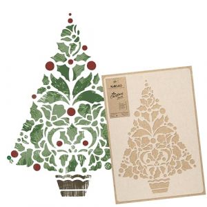 NAKLEO No&euml;l Pochoir pour Peintue 59x95cm, Plastique et R&eacute;utilisable, Arbre No&euml;l Hiver Mod&egrave;le de Neige Artificielle et Peindre, DIY Bricolage Artisanat D&eacute;coration, Fen&ecirc;tre Mur Porte Bois (Nakleo / Stencils / Stickers / Art&Wall Decor, neuf)